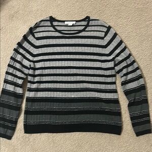 Striped Gray and Black Women's Sweater